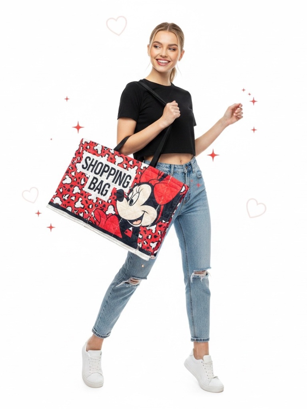 Disney Minnie Mouse Quilted Shopping Tote Bag
